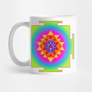 Sri Yantra, Neon Green+Faux Gold Foil Mug